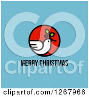 Poster, Art Print Of Merry Christmas Greeting Below A Peace Dove On Blue