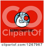 Poster, Art Print Of Merry Christmas Greeting Below A Reindeer On Red