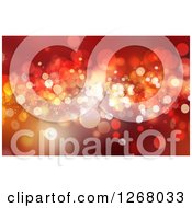 Poster, Art Print Of Red Christmas Background Of Snowflakes And Bokeh Flares