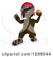 Clipart Of A 3d Brown Man Throwing A Football Royalty Free Illustration