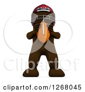 Clipart Of A 3d Brown Man Holding A Football Royalty Free Illustration