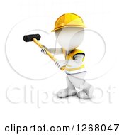3d White Man Construction Worker Swinging A Sledgehammer