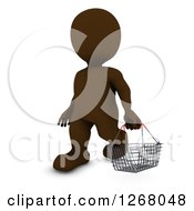 Poster, Art Print Of 3d Brown Man Carrying A Shopping Basket
