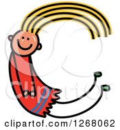 Poster, Art Print Of Stick Girl Forming Capital Letter C