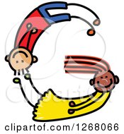 Poster, Art Print Of Stick Boy And Girl Forming Capital Letter G