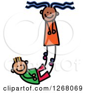 Poster, Art Print Of Stick Boy And Girl Forming Capital Letter J
