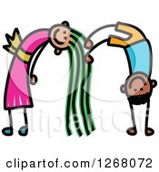 Clipart Of A Stick Boy And Girl Forming Letter M Royalty Free Vector Illustration