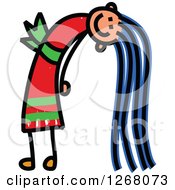Clipart Of A Stick Girl Forming Lowercase Letter N Royalty Free Vector Illustration