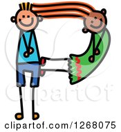 Poster, Art Print Of Stick Boy And Girl Forming Capital Letter P
