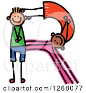 Poster, Art Print Of Stick Boy And Girl Forming Capital Letter R