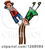 Poster, Art Print Of Stick Boy And Girl Forming Capital Letter Y