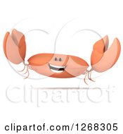 Clipart Of A 3d Happy Crab Jumping Royalty Free Illustration
