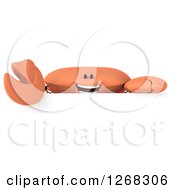 Clipart Of A 3d Happy Crab Over A Sign Royalty Free Illustration
