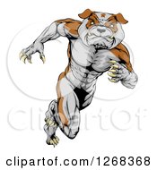 Poster, Art Print Of Muscular Tough Bulldog Man Mascot Running Upright