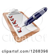 Poster, Art Print Of Pen Checking Off A List On A Clipboard