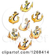 Poster, Art Print Of Golden Ship Anchors