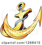 Poster, Art Print Of Golden Ships Anchor And Rope