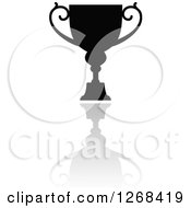 Clipart Of A Black Silhouetted Urn Or Trophy Cup And Reflection Royalty Free Vector Illustration