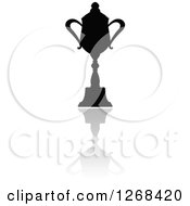 Clipart Of A Black Silhouetted Trophy Or Urn And Reflection 6 Royalty Free Vector Illustration