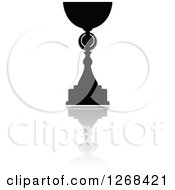 Clipart Of A Black Silhouetted Urn Or Trophy Cup And Reflection 5 Royalty Free Vector Illustration