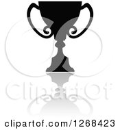 Clipart Of A Black Silhouetted Urn Or Trophy Cup And Reflection 6 Royalty Free Vector Illustration