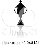 Clipart Of A Black Silhouetted Trophy Or Urn And Reflection 8 Royalty Free Vector Illustration