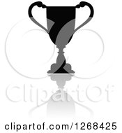 Clipart Of A Black Silhouetted Urn Or Trophy Cup And Reflection 7 Royalty Free Vector Illustration