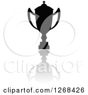 Clipart Of A Black Silhouetted Trophy Or Urn And Reflection 9 Royalty Free Vector Illustration