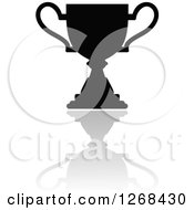 Clipart Of A Black Silhouetted Urn Or Trophy Cup And Reflection 2 Royalty Free Vector Illustration