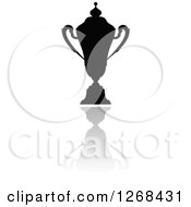 Clipart Of A Black Silhouetted Trophy Or Urn And Reflection 4 Royalty Free Vector Illustration