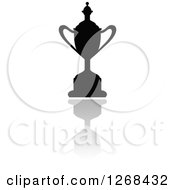 Clipart Of A Black Silhouetted Trophy Or Urn And Reflection 5 Royalty Free Vector Illustration