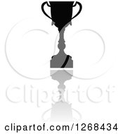 Clipart Of A Black Silhouetted Urn Or Trophy Cup And Reflection 4 Royalty Free Vector Illustration