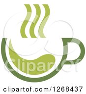 Clipart Of A Steamy Green Tea Cup Royalty Free Vector Illustration