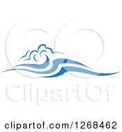 Clipart Of A Blue Ocean Surf Wave 7 Royalty Free Vector Illustration