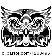 Clipart Of A Black And White Owl Face 4 Royalty Free Vector Illustration