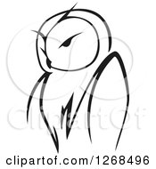 Clipart Of A Black And White Sketched Owl Royalty Free Vector Illustration