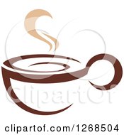 Poster, Art Print Of Two Toned Tan And Brown Steamy Coffee Cup 12