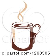 Poster, Art Print Of Two Toned Tan And Brown Steamy Coffee Cup 11