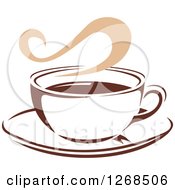 Poster, Art Print Of Two Toned Tan And Brown Steamy Coffee Cup On A Saucer 11