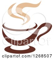 Poster, Art Print Of Two Toned Tan And Brown Steamy Coffee Cup 10