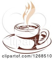Poster, Art Print Of Two Toned Tan And Brown Steamy Coffee Cup On A Saucer 12