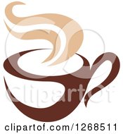 Poster, Art Print Of Two Toned Tan And Brown Steamy Coffee Cup 13