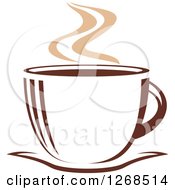 Poster, Art Print Of Two Toned Tan And Brown Steamy Coffee Cup On A Saucer 9