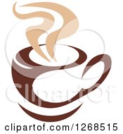 Poster, Art Print Of Two Toned Tan And Brown Steamy Coffee Cup 9