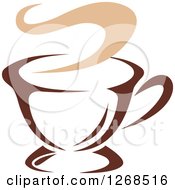 Clipart Of A Two Toned Tan And Brown Steamy Coffee Cup 8 Royalty Free Vector Illustration