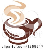 Poster, Art Print Of Two Toned Tan And Brown Steamy Coffee Cup 7