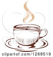 Poster, Art Print Of Two Toned Tan And Brown Steamy Coffee Cup On A Saucer 8