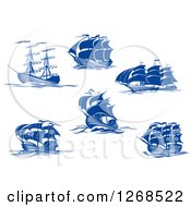 Poster, Art Print Of Blue Ships At Sea