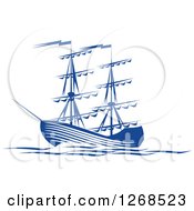 Poster, Art Print Of Blue Ship At Sea