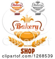 Clipart Of Croissant Crown And Text Designs Royalty Free Vector Illustration